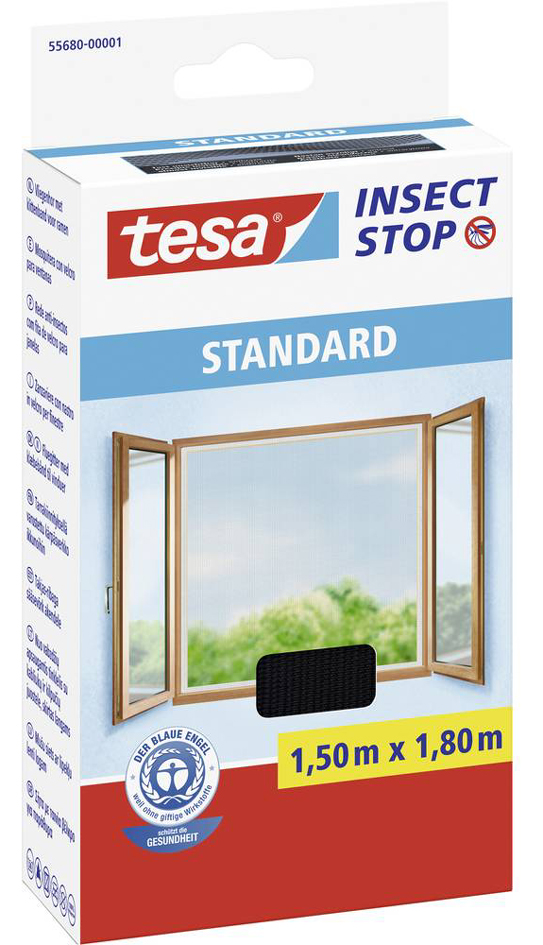 tesa Fliegengitter STANDARD für Fenster, 1,50 m x 1,80 m von Tesa