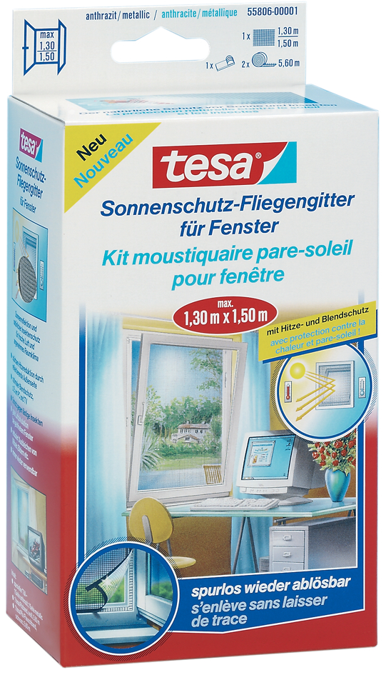 tesa Fliegengitter mit Sonnenschutz für Fenster von Tesa