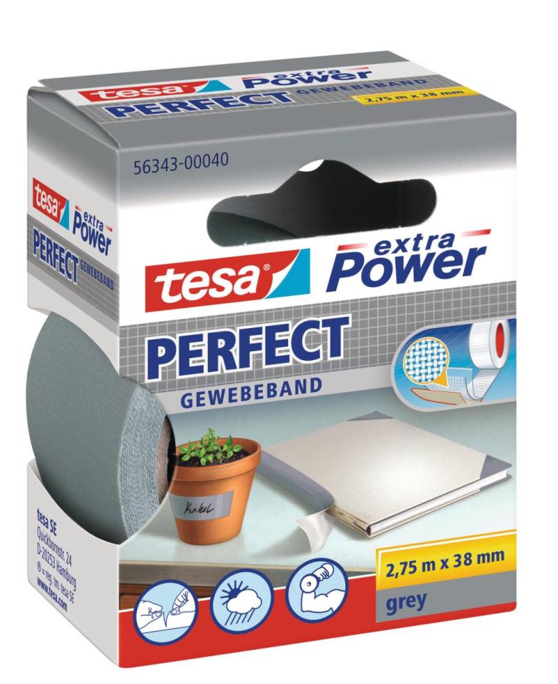 tesa Gewebebänder 38 mm x 2.75 m grau von Tesa