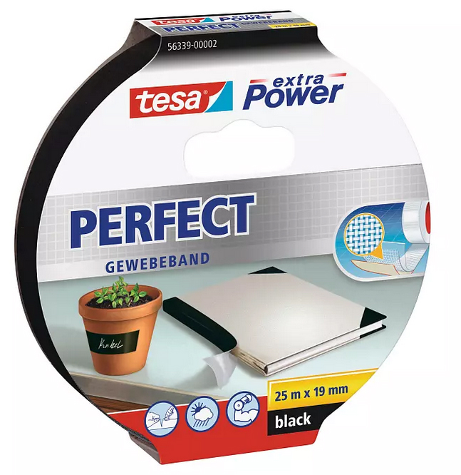 tesa Gewebeband, 19 mm x 25 m, schwarz tesa Gewebeband, 19 mm x 25 m, schwarz von Tesa