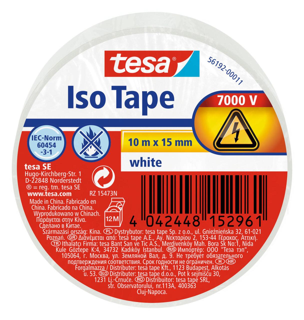 tesa Isolierbänder 15 mm x 10 m weiß von Tesa