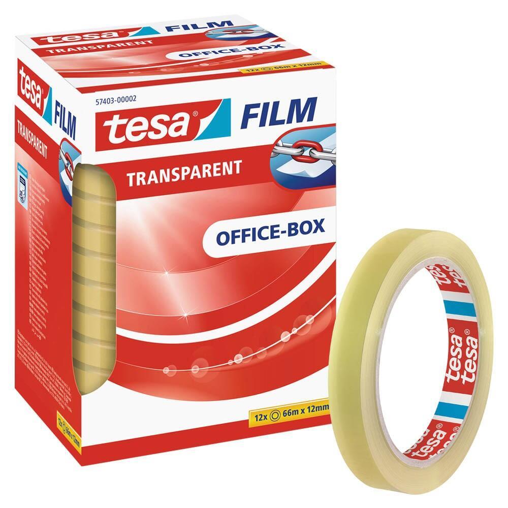 tesa OFFICE-BOX Klebefilm 12 mm x 66 m transparent von Tesa