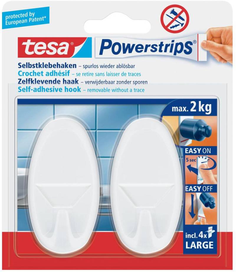 tesa Klebehaken 3.8 cm x 7 cm weiß von Tesa