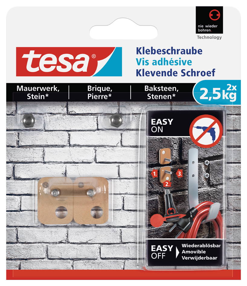 tesa Klebeschraube für Mauerwerk, rechteckig, 2,5 kg von Tesa
