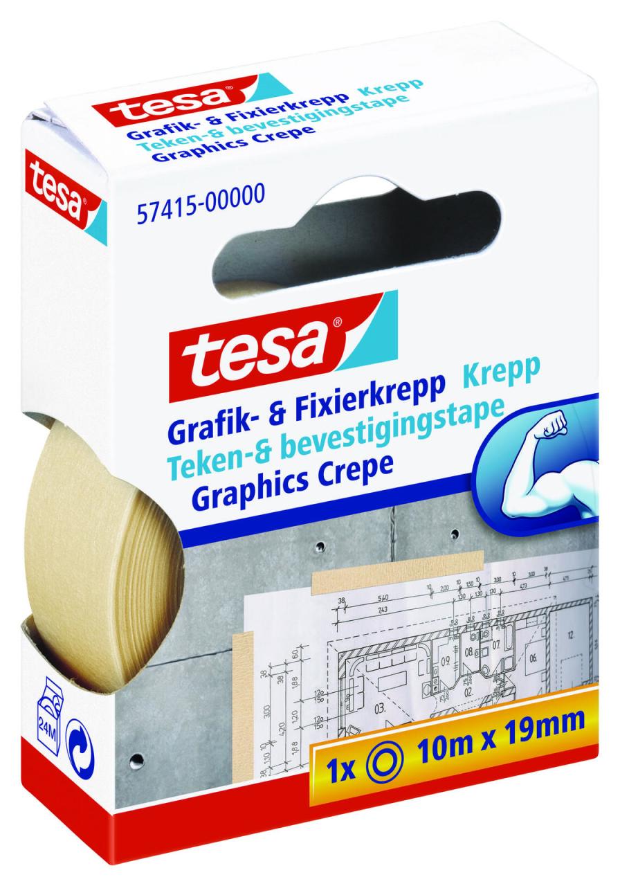 tesa Kreppband 19 mm x 10 m beige von Tesa