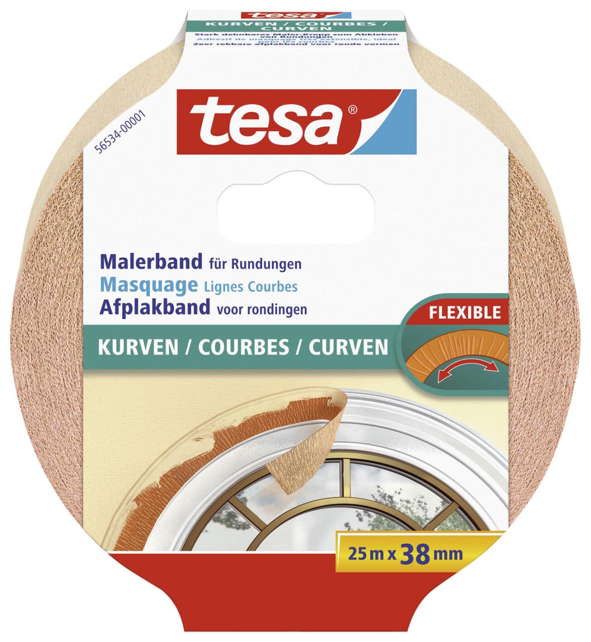 tesa Kreppband 38 mm x 25 m beige von Tesa