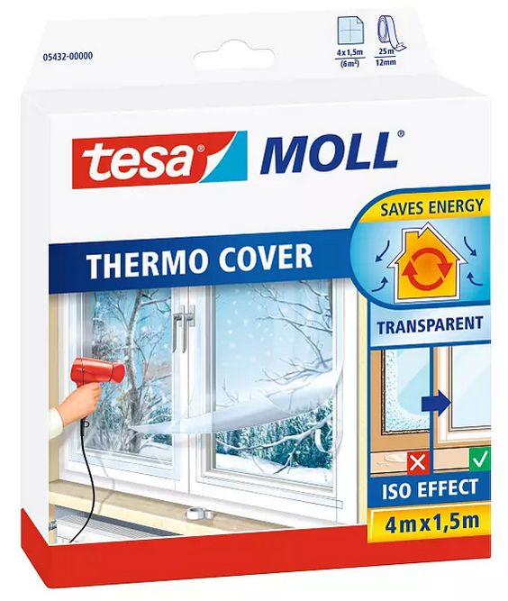 tesa MOLL Thermo Cover Fensterisolierfolie, 1,7 m x 1,5 m von Tesa