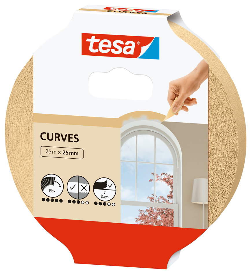 tesa Maler Hochkrepp Papierabdeckband, 38 mm x 25 m, beige von Tesa