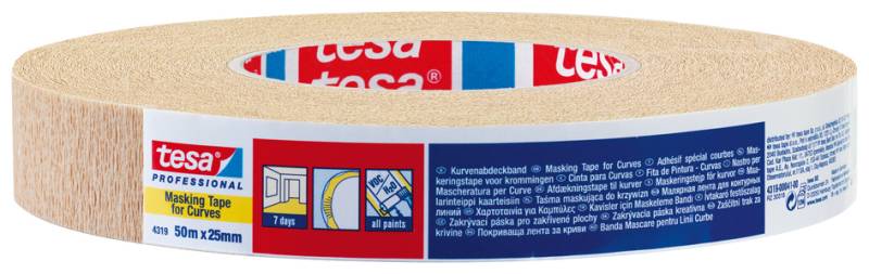 tesa Maler Krepp 4319 Papierabdeckband, 50 mm x 50 m von Tesa