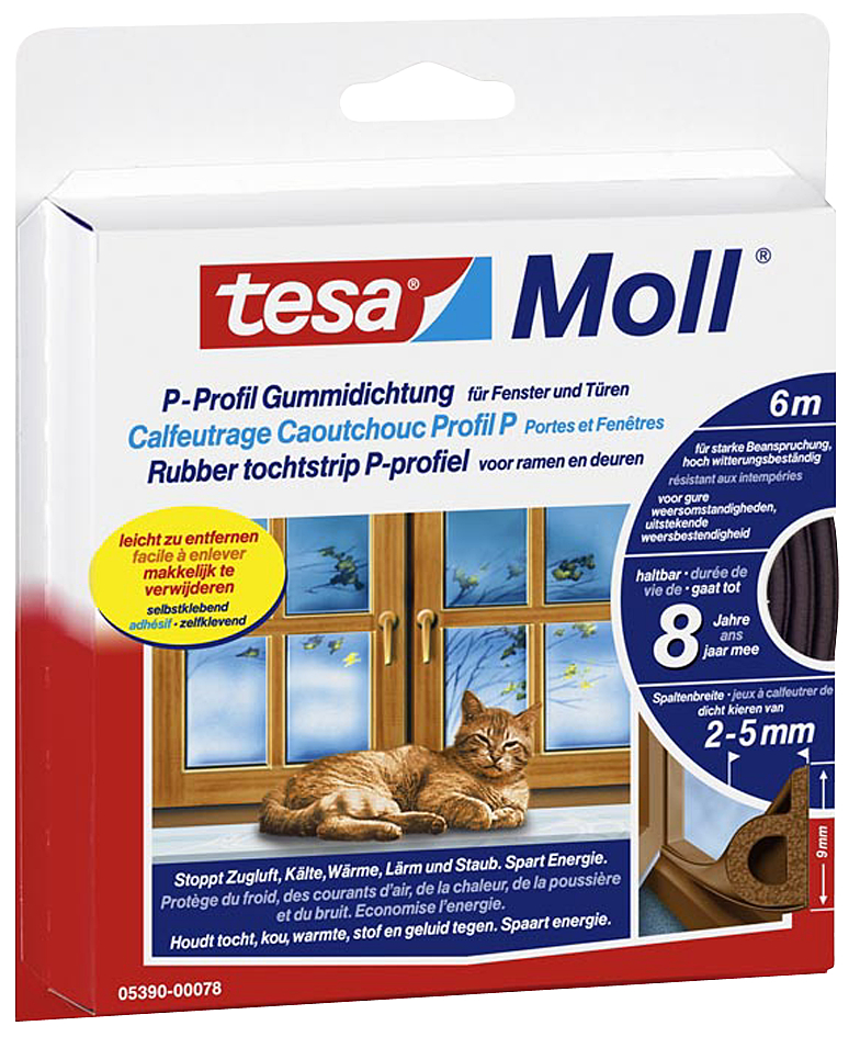 tesa Moll CLASSIC P-Profil Gummidichtung, weiß, 9 mm x 6 m von Tesa