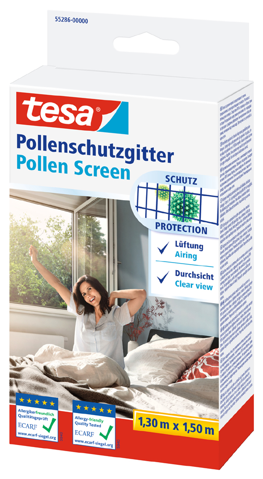 tesa Pollenschutzgitter für Fenster, 1,80 m x 1,50 m von Tesa