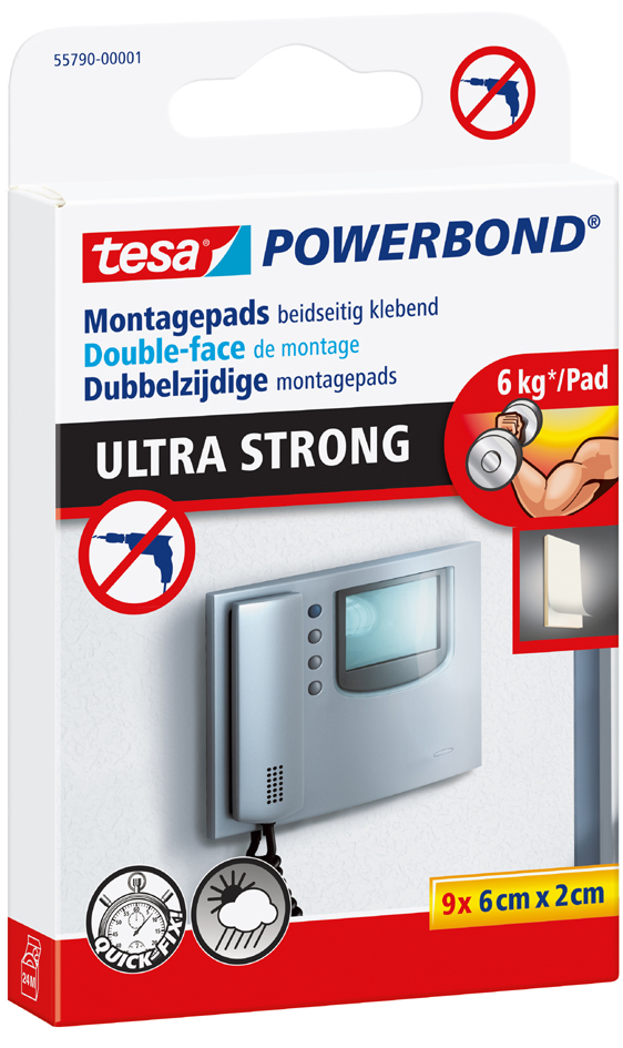 tesa Powerbond Montage-Klebepads, 20 mm x 60 mm von Tesa