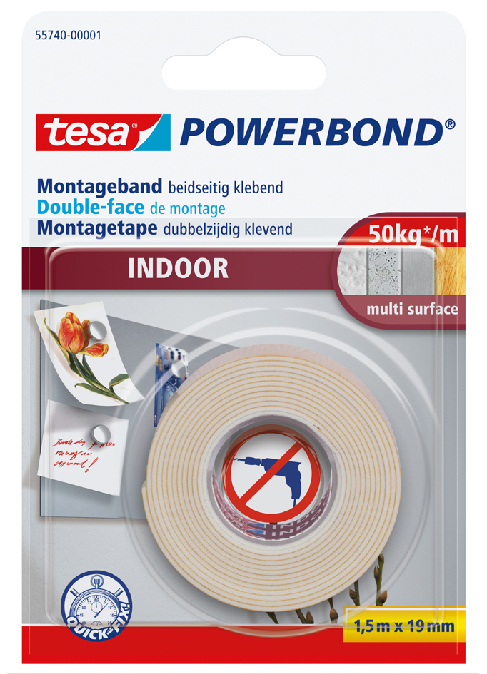 tesa Powerbond Montageband INDOOR, 19 mm x 5,0 m von Tesa