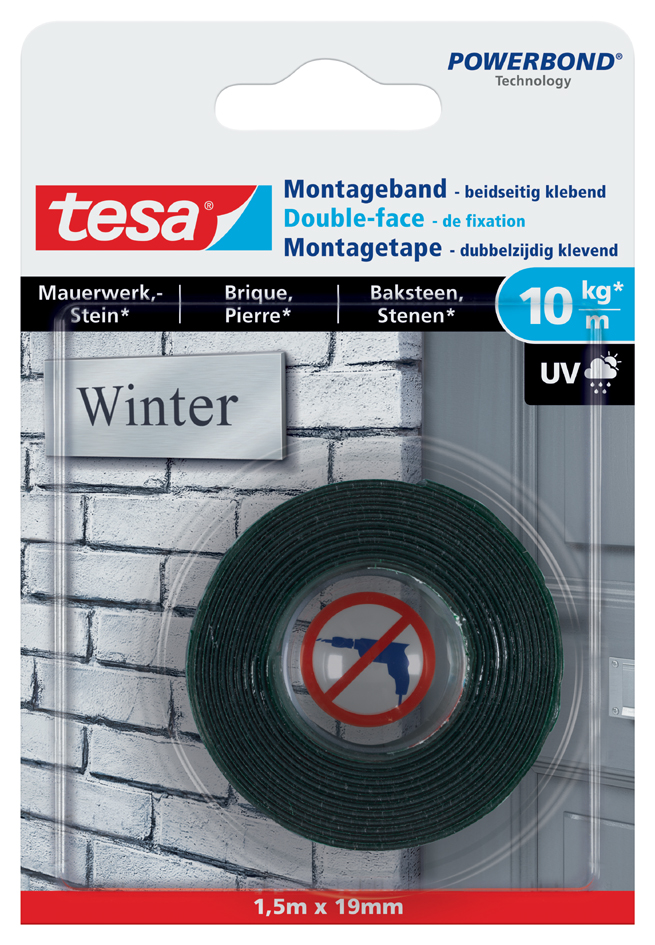 tesa Powerbond Montageband für Mauerwerk, 19 mm x 1,5 m von Tesa