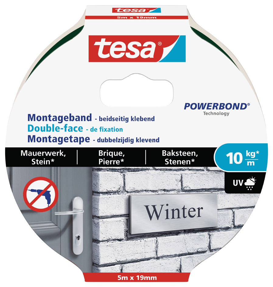 tesa Powerbond Montageband für Mauerwerk, 19 mm x 5,0 m von Tesa
