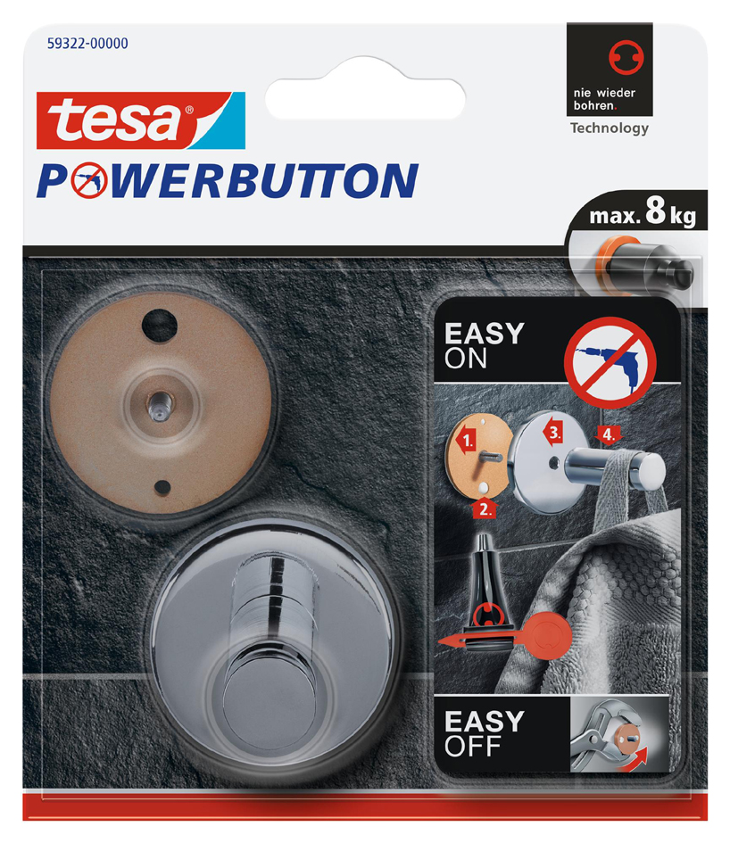 tesa Powerbutton Haken Universal large, chrom von Tesa