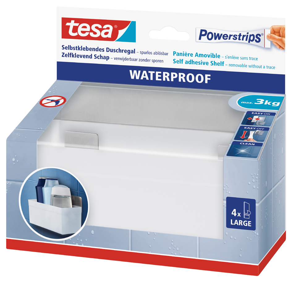 tesa Powerstrips Aufbewahrungs-Korb WATERPROOF Regal Zoom von Tesa