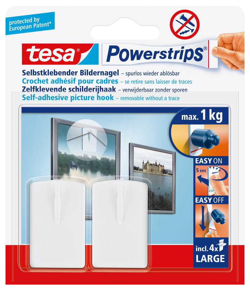 tesa Powerstrips Bilder-Nagel, weiß, Haltekraft: max. 1 kg von Tesa