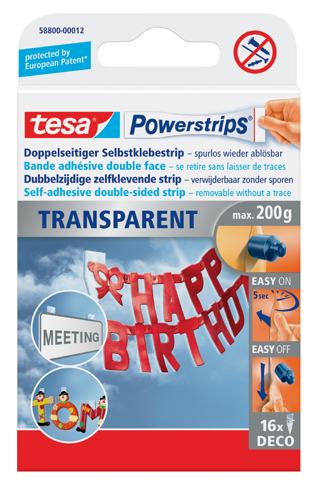 tesa Powerstrips DECO, transparent, Haltekraft: max. 0,2 kg von Tesa