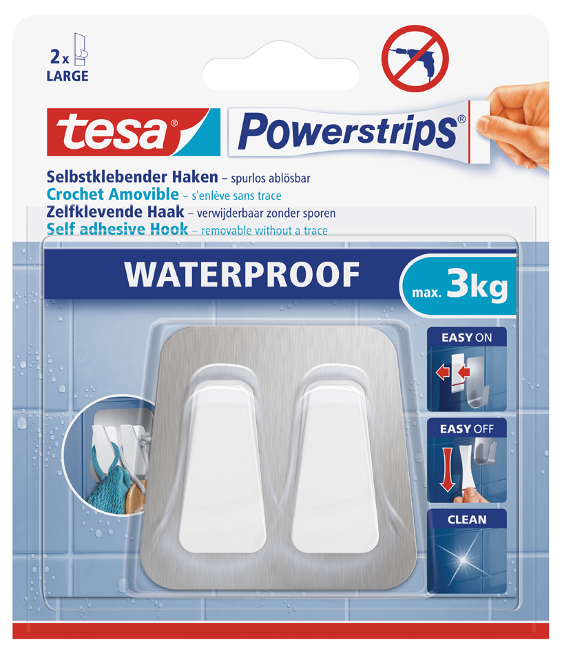 tesa Powerstrips Duo-Haken WATERPROOF Metall/Plastik von Tesa