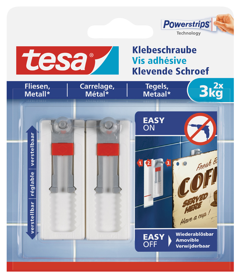 tesa Powerstrips Klebeschraube für Fliesen/Metall, weiß von Tesa