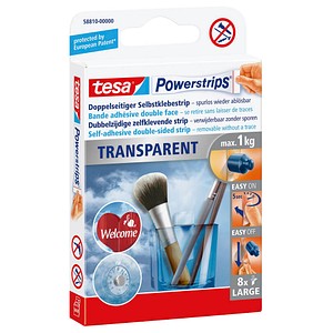 tesa Powerstrips TRANSPARENT Klebestreifen für max. 1,0 kg 2,0 x 5,0 cm, 8 St. von Tesa