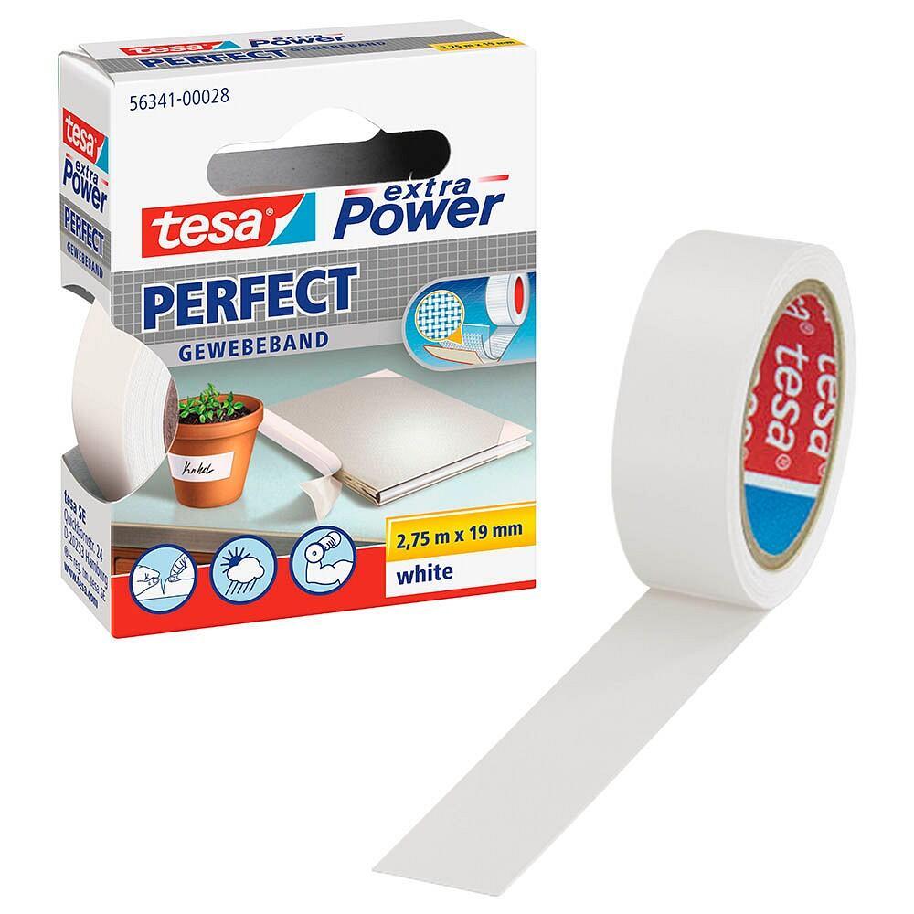 tesa extra Power® Perfect Gewebeband weiß 19,0 mm x 2,75 m - 1 Rolle von Tesa