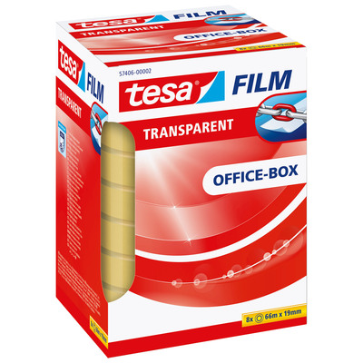 tesafilm® transparent, 8 Rollen, Office Box, 66m x 19mm von Tesa