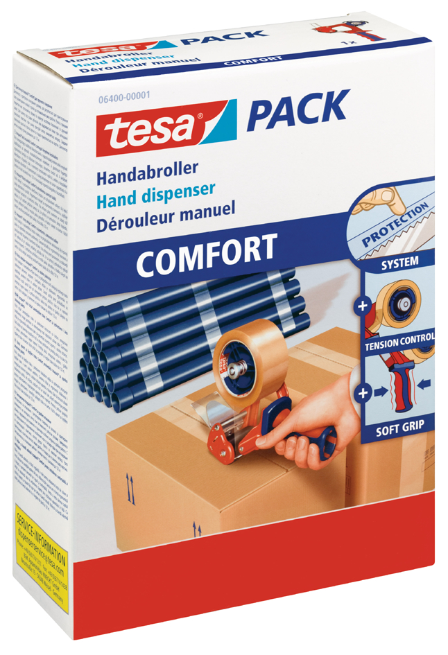 tesapack Handabroller COMFORT 6400 für Verpackungsklebeband von Tesa