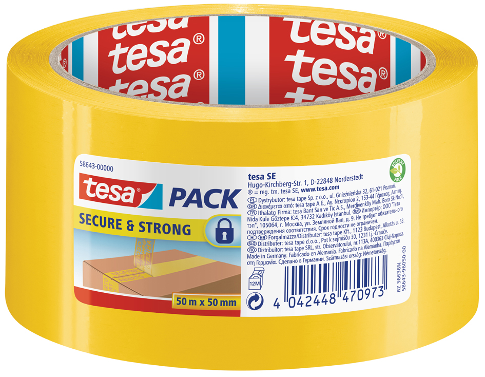 tesapack Verpackungsklebeband 58643 Secure & Strong, gelb von Tesa