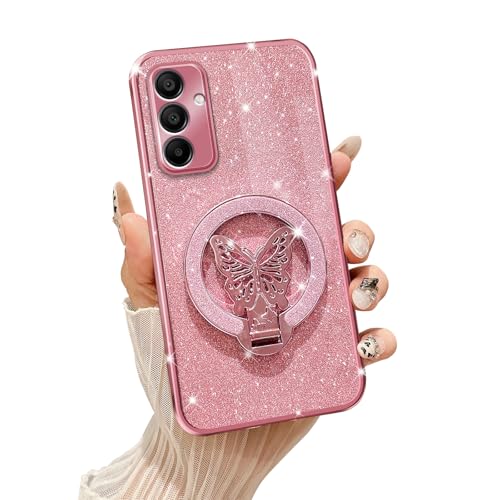 Tesazxcn Butterfly Holder Handyhülle für Samsung Galaxy A15 5G (Roségold) von Tesazxcn