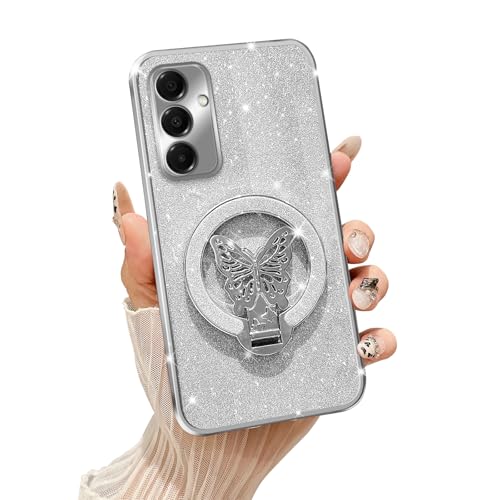Tesazxcn Butterfly Holder Handyhülle für Samsung Galaxy A16 5G (Silber) von Tesazxcn