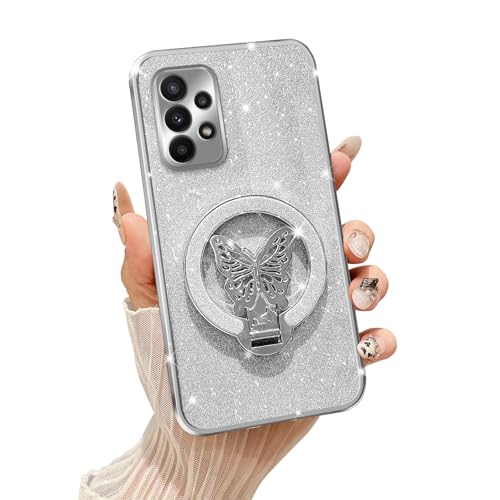 Tesazxcn Butterfly Holder Handyhülle für Samsung Galaxy A23 (Silber) von Tesazxcn