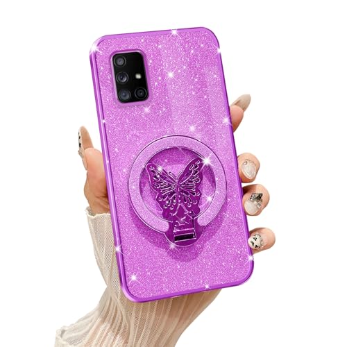 Tesazxcn Schmetterlings-Schutzhülle für Samsung Galaxy A71 5G, Violett von Tesazxcn