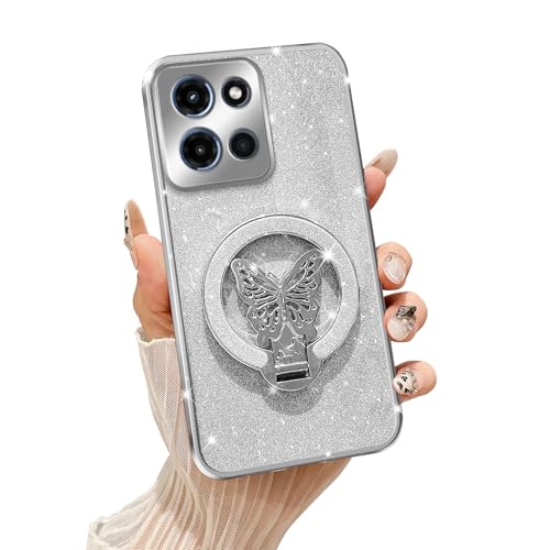 Tesazxcn Schutzhülle für Motorola G Stylus 5G 2025 mit Ständer [kompatibel mit Mag Safe], Moto G Stylus 5G 2025 Handyhülle mit Handschlaufe, stoßfest, schützend, weiche Hülle, Bling Kickstand für von Tesazxcn