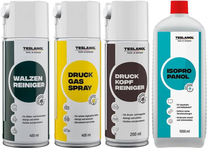TESLANOL Druckerpflege-Spray-Set, 4-teilig von Teslanol