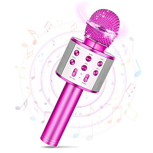 Geschenk Mädchen 3 4 5 6 7 8 9 10 11 12 Jahre, Mikrofon Kinder Spielzeug ab 3-12 Jahre Mädchen Drahtloses Bluetooth Karaoke Mikrofon Kinder Teenager Mädchen Geschenke 3-12 Jahre KTV Karaoke Maschine von Tesoyzii
