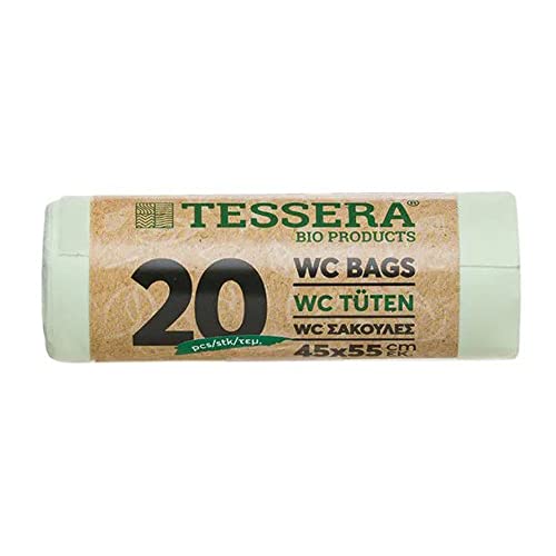 Tessera Bio Products QA4555CMP Maisstärke Biologisch Abbaubare Müllbeutel auf Rolle, Pastelgrün, 45cm Breite, 55cm Länge, 20 Stück von Tessera Bio Products