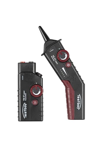 Testboy 27 Digital Leitungssucher-Set, fremdspannungsgeschützt bis 400 V (für Spannungs- und nicht Spannungsführende Leitungen (auch im Erdboden), einstellbarer Sende- & Empfangspegel), Schwarz von Testboy