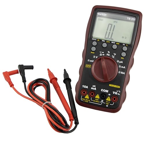 Testboy 316 Digital-Multimeter (Digital Multimeter für Elektroinstallation, Service und Industrie, gut lesbares 40-mm-Display mit Hintergrundbeleuchtung, Durchgangsprüfung und Widerstandsmessung) von Testboy