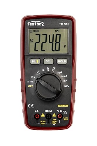 Testboy 318 Digital Multimeter für Photovoltaik Anlagen (Messungen: Gleichspannung bis 1500 V, Wechselspannung bis 1000 V, Strom bis 2 A AC/DC, mit LED-Taschenlampe & 40-mm-Display) von Testboy