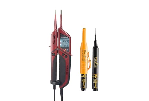 Testboy Aktionsset Profi III LCD Spannungsprüfer mit PICA Tieflochmarker (höchste Sicherheit und Präzision, beleuchtetes LCD-Display, einzigartige Spezialspitze), Rot/Schwarz von Testboy