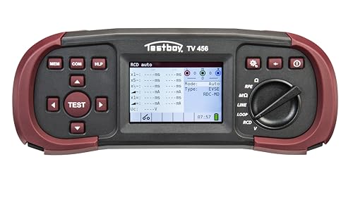 Testboy TV 456 Installationstester DIN VDE 0100-600 (All-in-One Tester, spezifische Hilfebildschirme, TFT Farbdisplay mit Hintergrundbeleuchtung, Gewicht: 1.530 g), Rot/Schwarz von Testboy