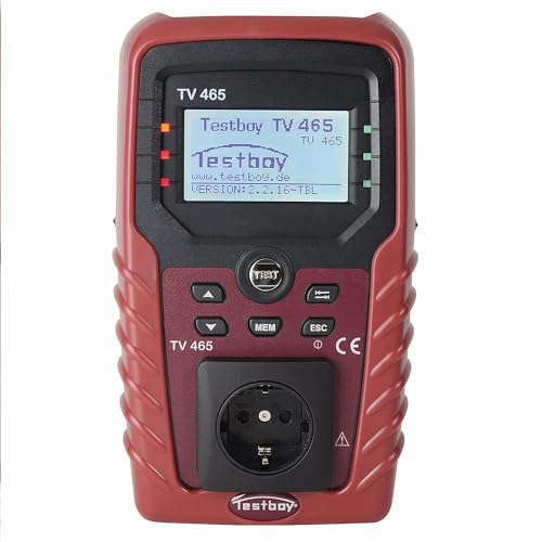 Testboy TV 465 PRO Plus Gerätetester nach DIN VDE 0701-0702 (netzunabhängig, menügesteuerte Hilfefunktion, inklusive Speichererweiterung und Software zu Protokollierung nach ZVEH), Rot/Schwarz von Testboy