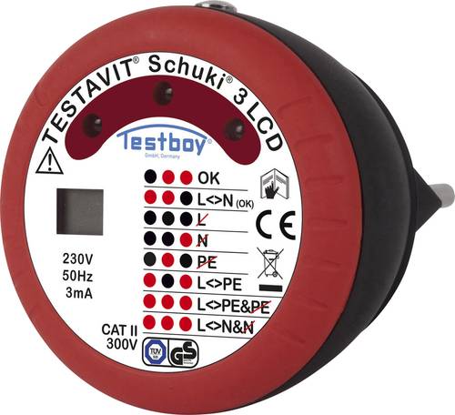 Testboy Testavit Schuki 3 LCD Steckdosentester CAT II 300V LED, LCD von Testboy