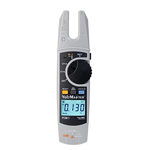 Voltmaster FCM 1 Digitales Gabel-Zangenamperemeter CAT III 600V, Multifunktionsmessgerät mit offenem Zangenkopf (universell einsetzbar, AC/DC Strommessung, großes LC-Display), Grau von Testboy