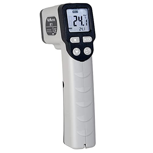 Voltmaster IRT 1 Infrarot-Thermometer, Temperatur Messgerät, infrared thermometer gun (kontaktlos, LCD mit Hintergrundbeleuchtung, Data-Hold-Funktion, Schlag-/bruchfester ABS-Kunststoff), Grau/Schwarz von Testboy