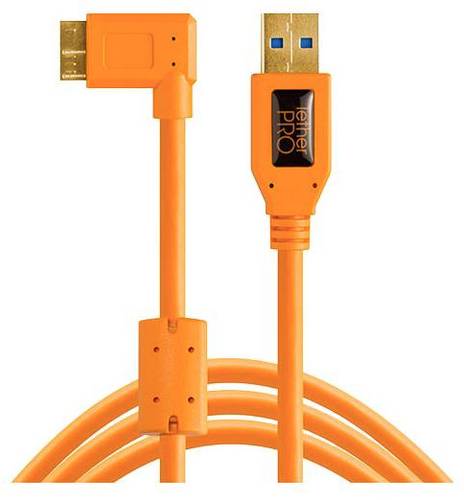 Tether Tools USB-Kabel USB-A Stecker, USB-Micro-B 3.0 Stecker 4.60m Orange 90° nach rechts gewinkel von Tether Tools