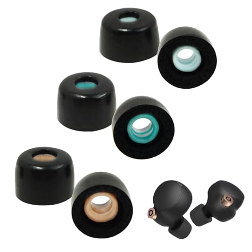 3 Paar Memory Foam Ear Buds Ohrstöpsel für Sony WF-1000XM4 Kopfhörer Aufsätze Erinnerung Schaum Ohrstöpsel Ersatz Sony Foam Tips für WF-1000XM3 WF-1000XM5 fit Charging Case Größe SML von Teuena