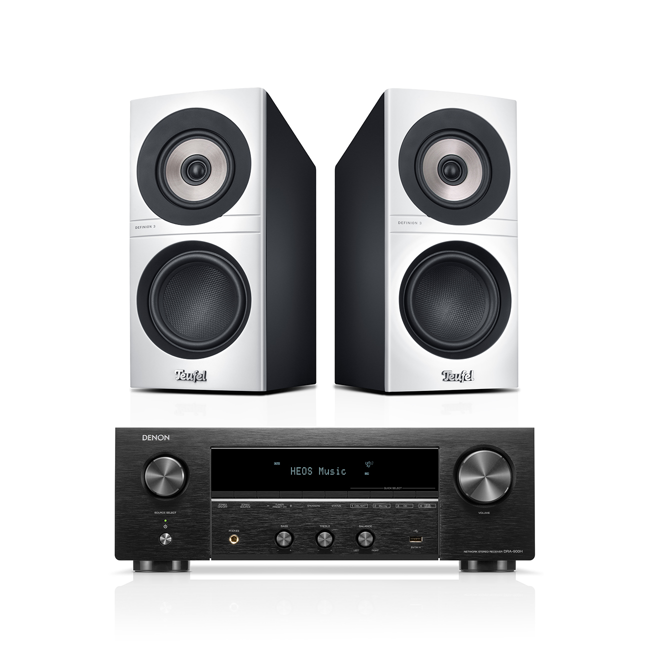 Teufel DEFINION 3S + DENON DRA-900H High-End-Regal-Lautsprecher Receiver Weiß / Schwarz Teufel DEFINION 3S + DENON DRA-900H High-End-Regal-Lautsprecher Receiver Weiß / Schwarz von Teufel